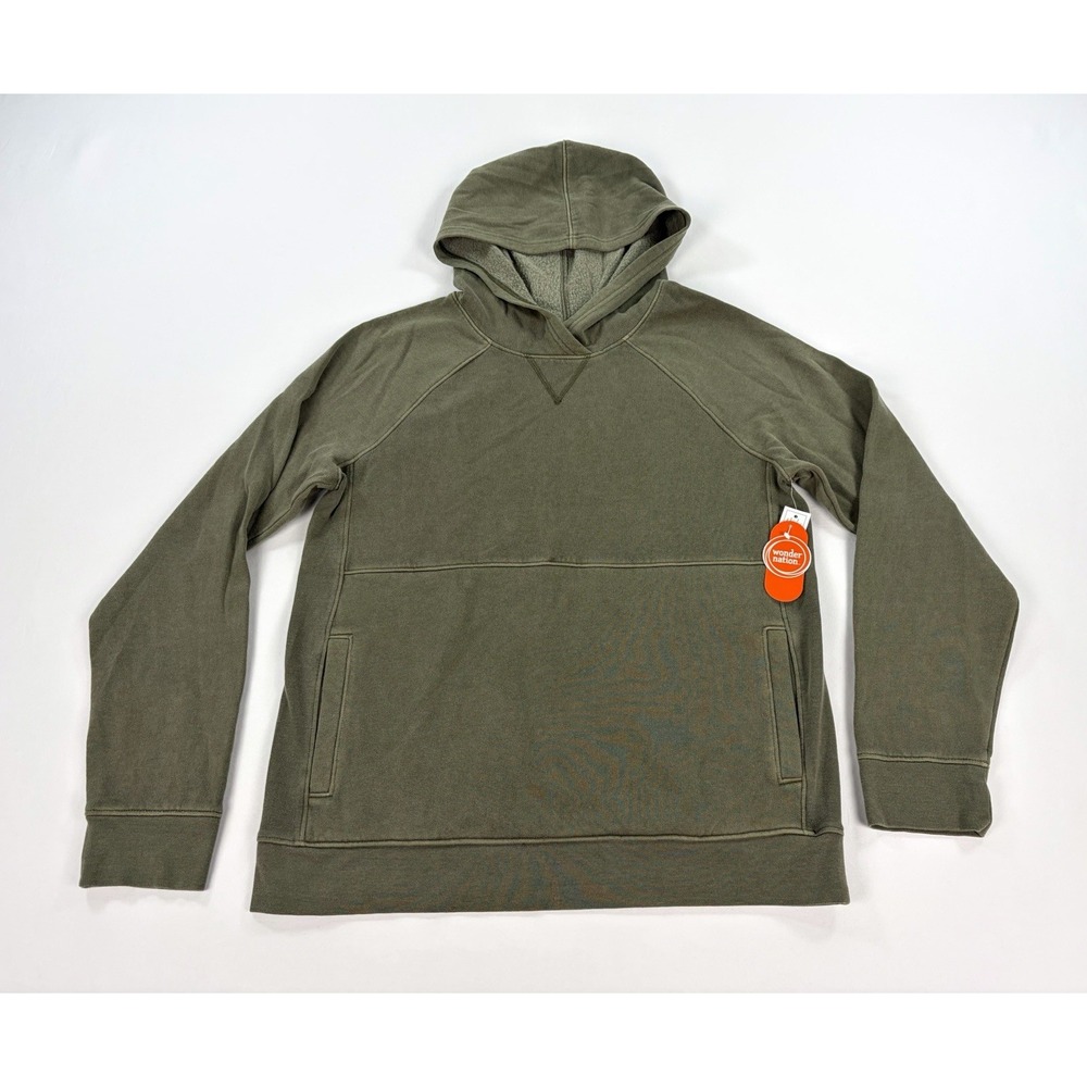 Wonder Nation Boy's Mossy Green Pullover Is Hoodie Sweatshirt Kid's XL 14-16 New